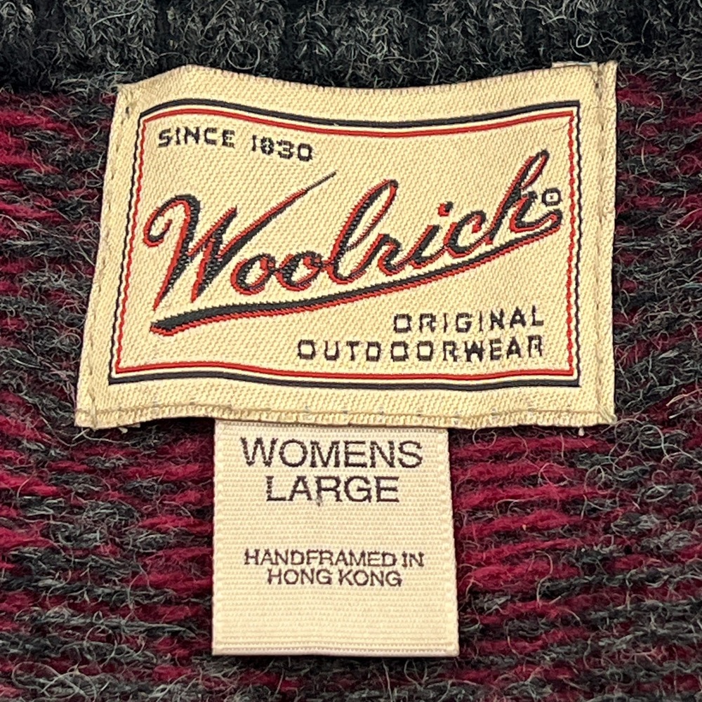 Woolrich Cardigan Women's Large Red Plaid 100% Wool Shaggy Button Front Sweater - Picture 2 of 10